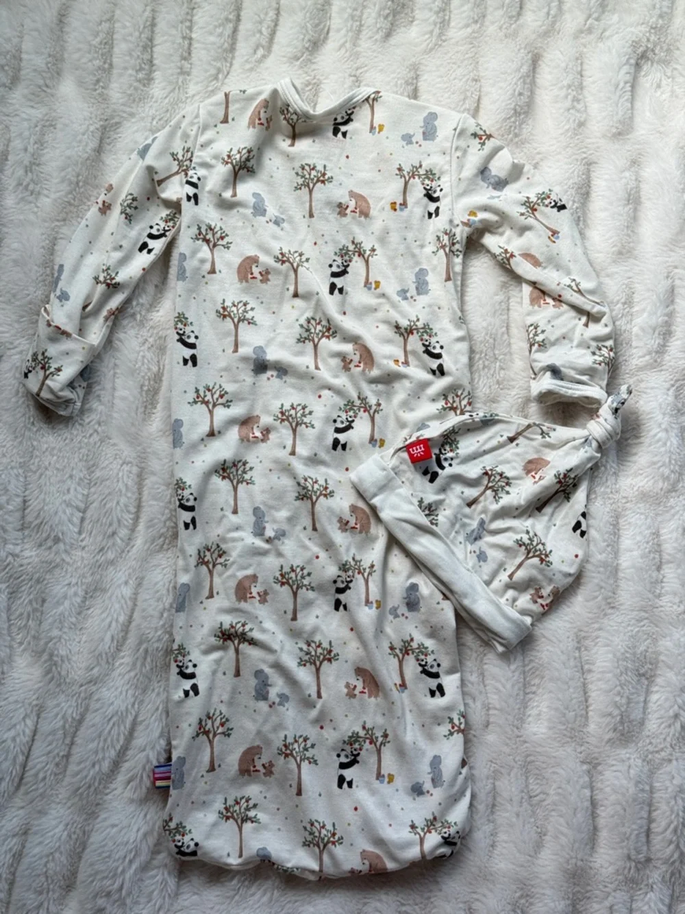 Magnetic Me Cream Woodland Animal Swaddle Gown and Hat - Unisex Kids Pajamas